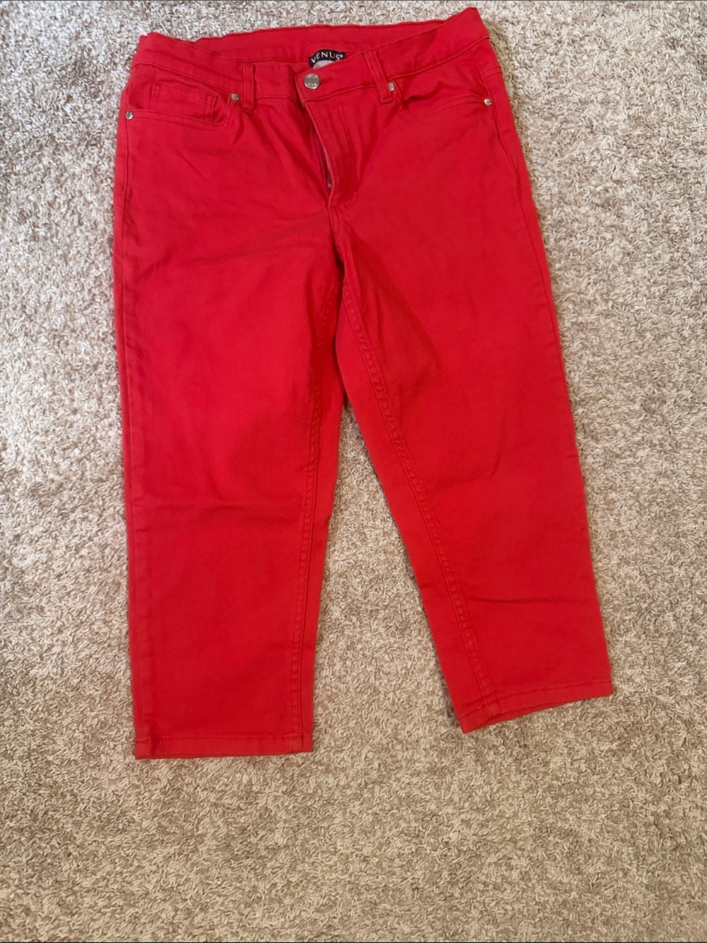 VENUS Bright Red Cropped Jeans
